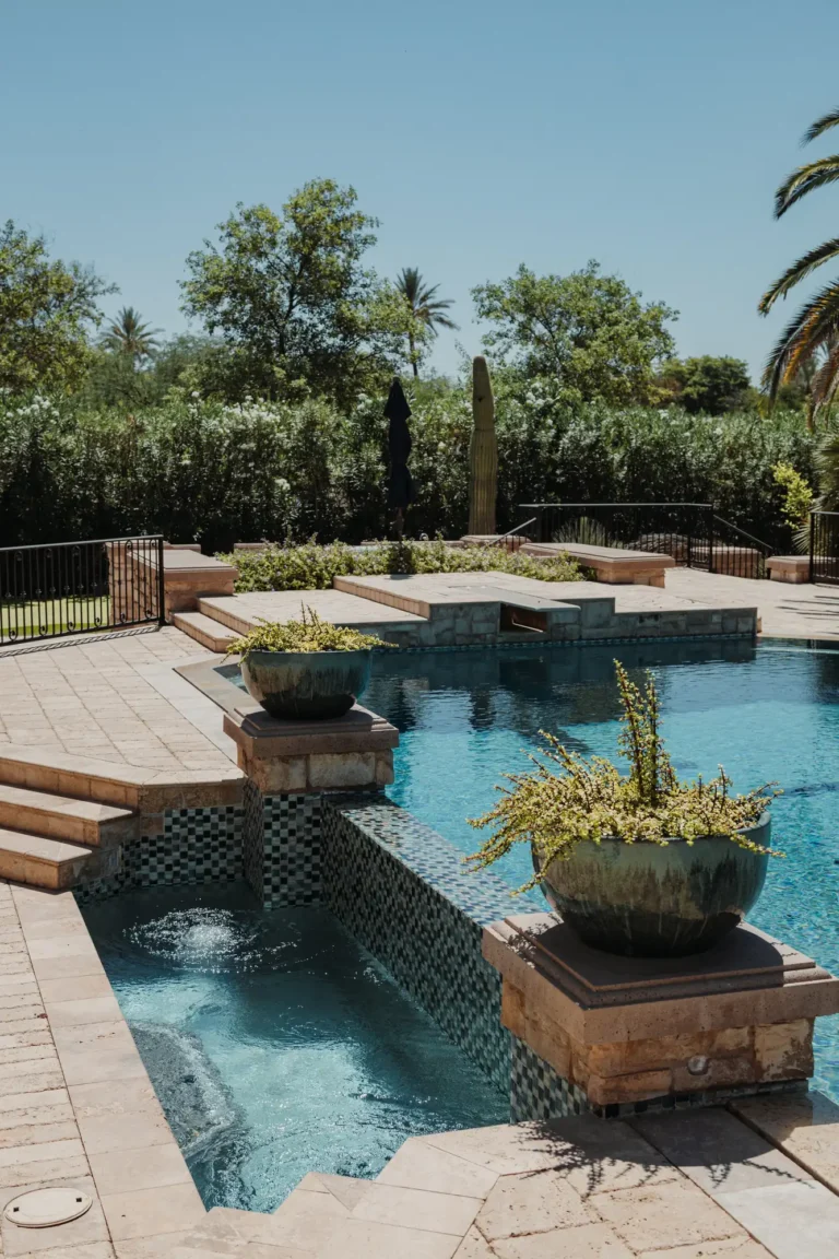 Backyard pool and desert landscaping in Arizona